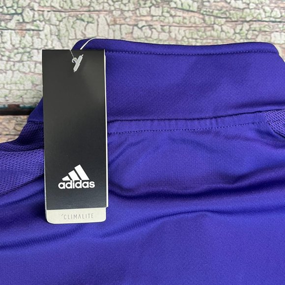 NWT 18. Adidas Collegiate Purple/Bl L 1/4 Zip graphic Co Climalite Dry - Picture 7 of 7